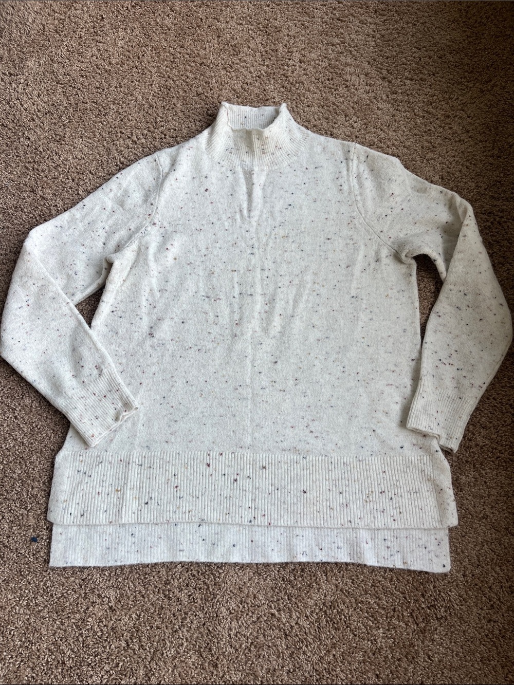 LOFT Cream Speckled Turtleneck Sweater Size L
